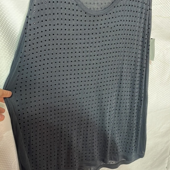 Wessex M deep charcoal tank w/black beads tank longer style viscose nwt vintage - Picture 5 of 11